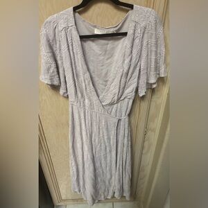 ASTR The Label Purple Lavender Embroidered Short Sleeve Wrap Dress Size Medium